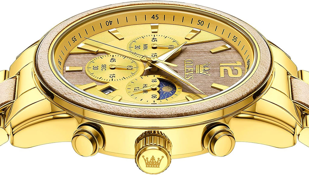 OLEVS Relojes de pulsera analógicos de cuarzo para hombre, cronógrafo, multifunción, fase lunar, fase luminosa, banda de silicona, relojes de pulsera