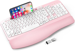 Teclado inalámbrico ergonómico con reposamuñecas acolchado, teclas...