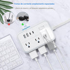 Extension Cord 15 ft, Surge Protector Power Strip con 6 Outlets 4 USB Charger(2 USB C puerto), Flat Plug Outlet Extender Long Cord, Protection para Indoor, Home, Office Supplies, Dorm Room Essentials
