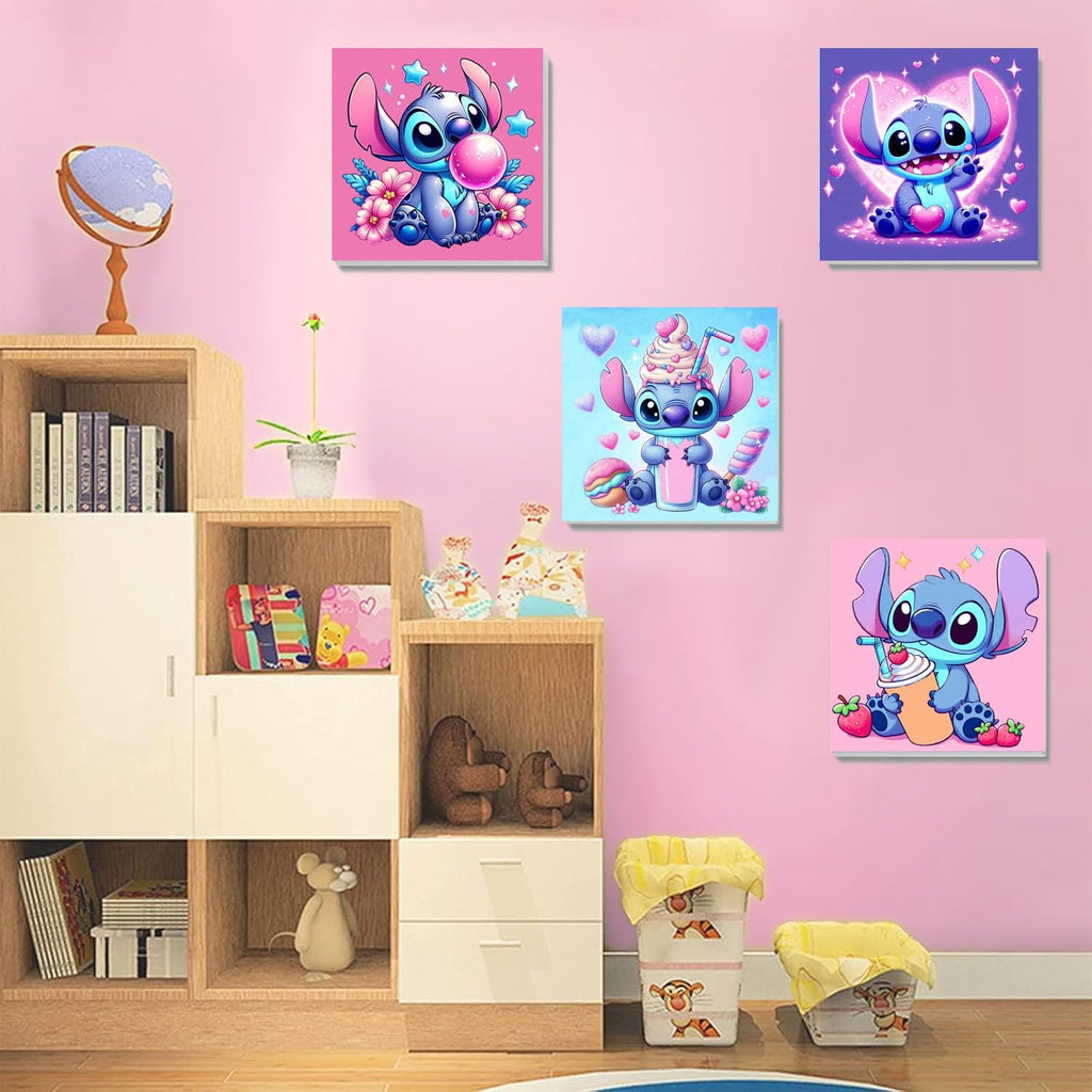 CraftyTime Pack de 6 Kits de Pintura por Números de Dibujos Animados para Niños con Lienzo con Marco, Pintura por Números para Niños de 4-8-12 años, Kits de Pintura Acrílica y al Aceite Fáciles para
