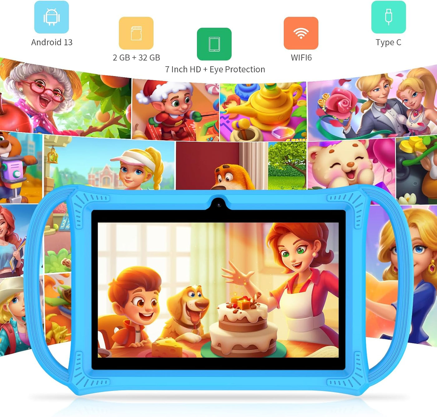 PRITOM Tabletas para niños de 7 pulgadas, 32 GB, tamaño perfecto pa...
