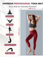 HAPBEAR Esterilla de Yoga Grande - 72"x36" Extra Ancha - 1/4" de Espesor PVC Dual Color | Superficie Antideslizante y Alto Amortiguamiento - Ideal para Yoga, Pilates y Entrenamientos en Casa - Bolsa de Malla Bolsa de Regalo