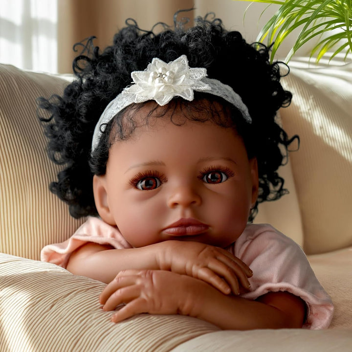 BABESIDE Muñecas de bebé negras, muñeca de bebé realista de 20 pulg...