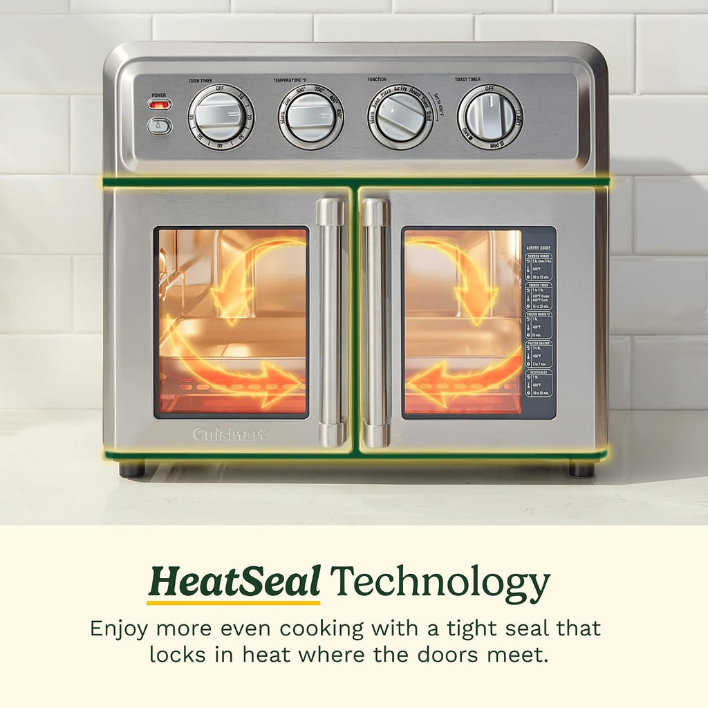 Cuisinart Horno tostador con freidora de aire, diseño artesanal de puerta