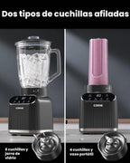 Licuadora GDOR Smoothie para cocina, 1200W Licuadora de vidrio con 5 programas inteligentes