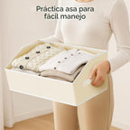 Organizadores grandes de armario y contenedores de almacenamiento, paquete de 8 cestas de almacenamiento trapezoidales para estantes, cestas de tela plegables con asas, ideales para armario, canasta, armario y almacenamiento de estantes, color beige