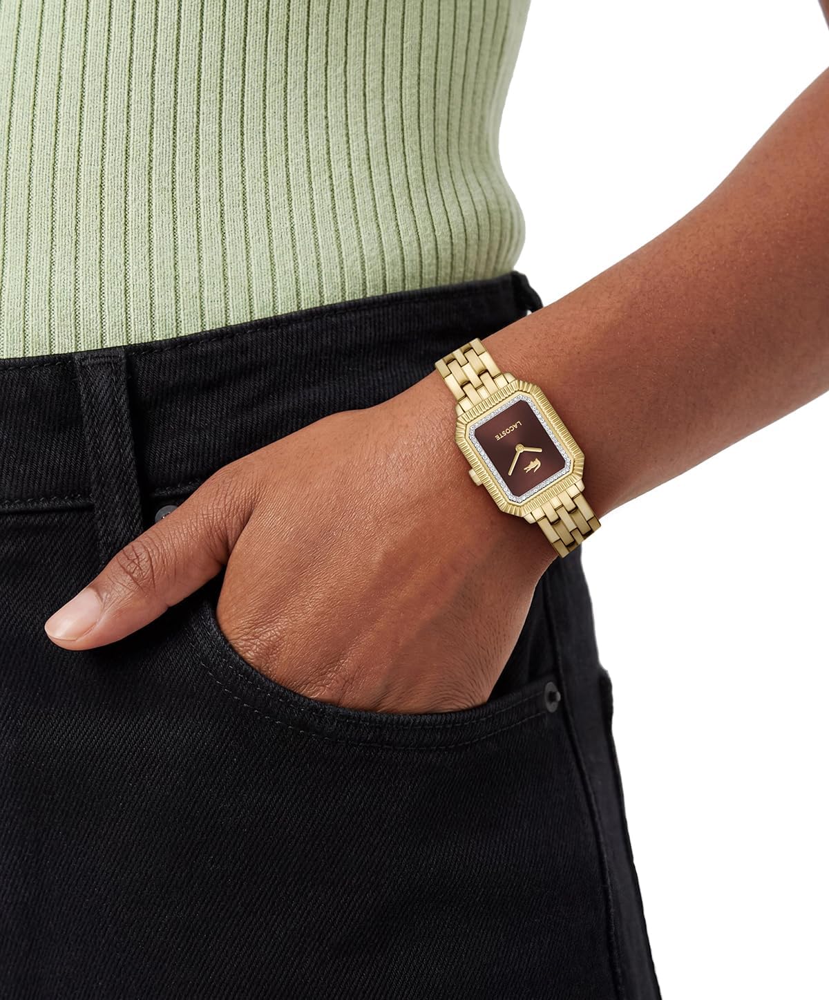Lacoste Reloj de pulsera o correa de cuero de cuarzo Parisienne para mujer, 0.866 in
