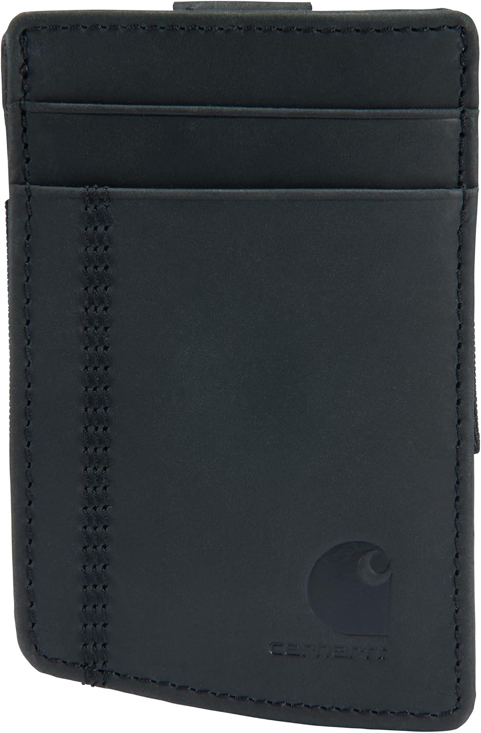 Carhartt Carteras casuales de cuero para hombre, Negro (bolsillo delantero)