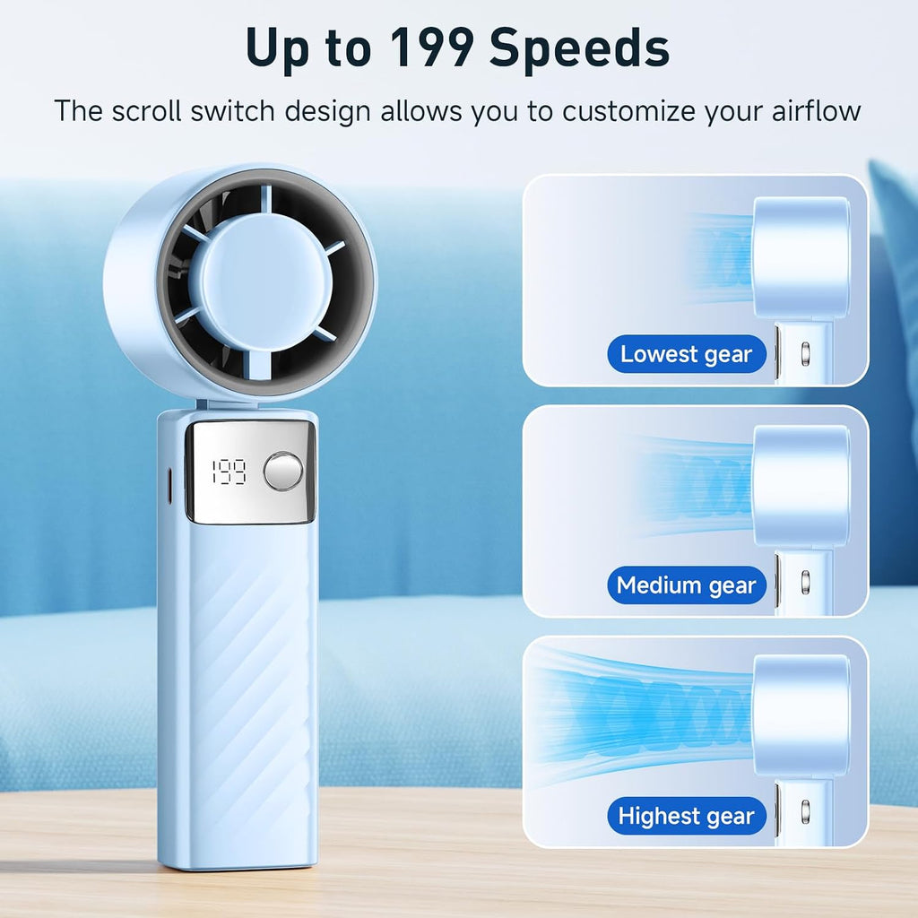 YOSHENMO Ventilador turbo portátil de mano, mini ventilador plegabl...