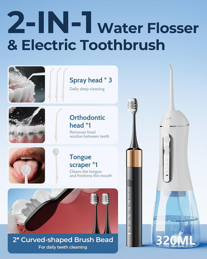 Cepillo de dientes eléctrico sónico y hilo dental eléctrico para ad...