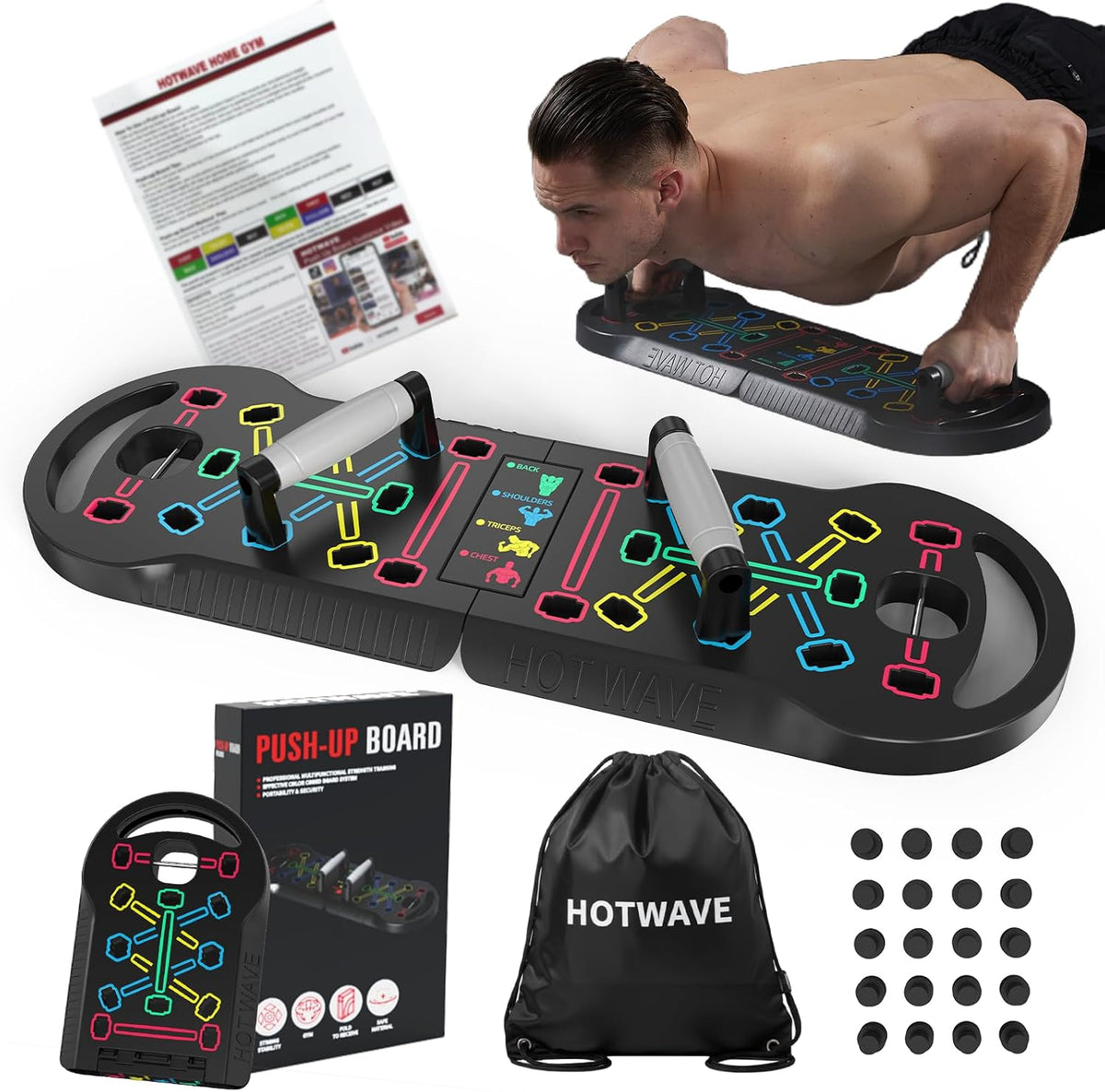 Tabla de Flexiones Push Up, Tabla de Flexiones Portátil, Barra de Flexiones Plegable 20 en 1