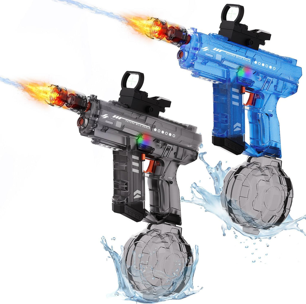 Pistola de agua eléctrica, paquete de 2 unidades para niños y niños, pistola de chorro, pistola de agua, automático con tanque de agua grande de 800 cc, diseño intermitente iluminado, juguete
