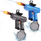 Pistola de agua eléctrica, paquete de 2 unidades para niños y niños, pistola de chorro, pistola de agua, automático con tanque de agua grande de 800 cc, diseño intermitente iluminado, juguete
