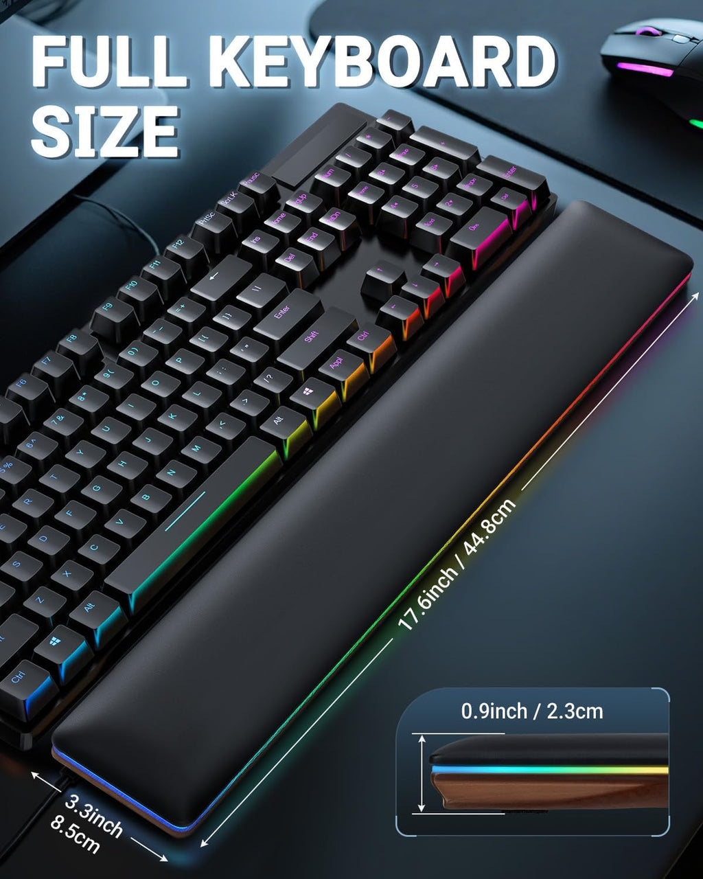 RGB, reposamuñecas de madera para teclados de computadora