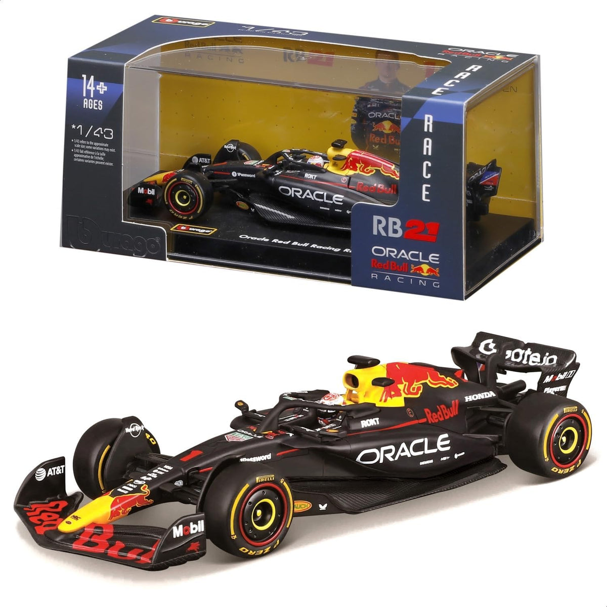 Bburago 1:43 Race Formula Red Bull RB21 con casco (2025) Verstappen #1