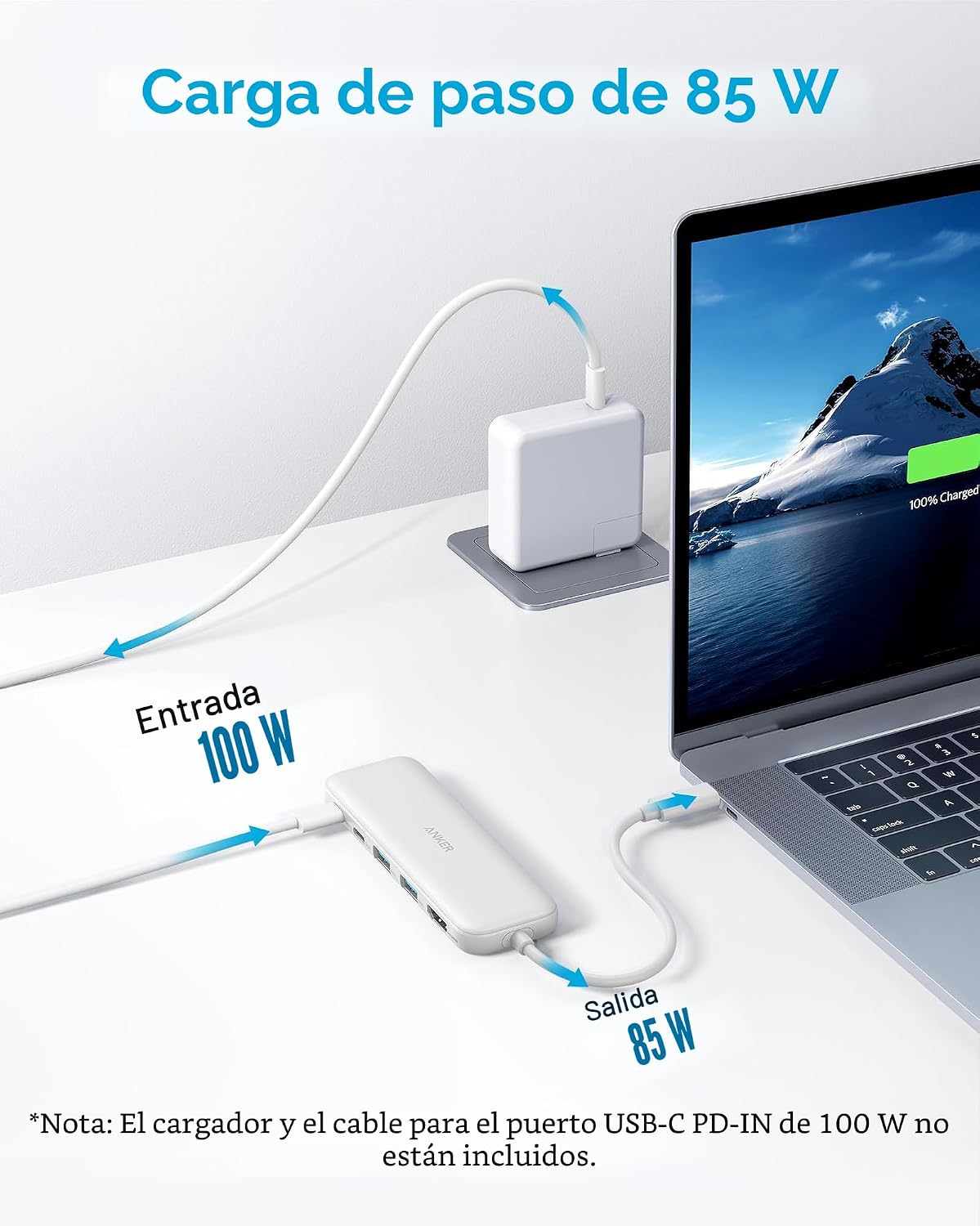 Anker Hub USB C, divisor USBC a HDMI 5 en 1 con pantalla 4K, 1 puer...