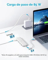 Anker Hub USB C, divisor USBC a HDMI 5 en 1 con pantalla 4K, 1 puer...
