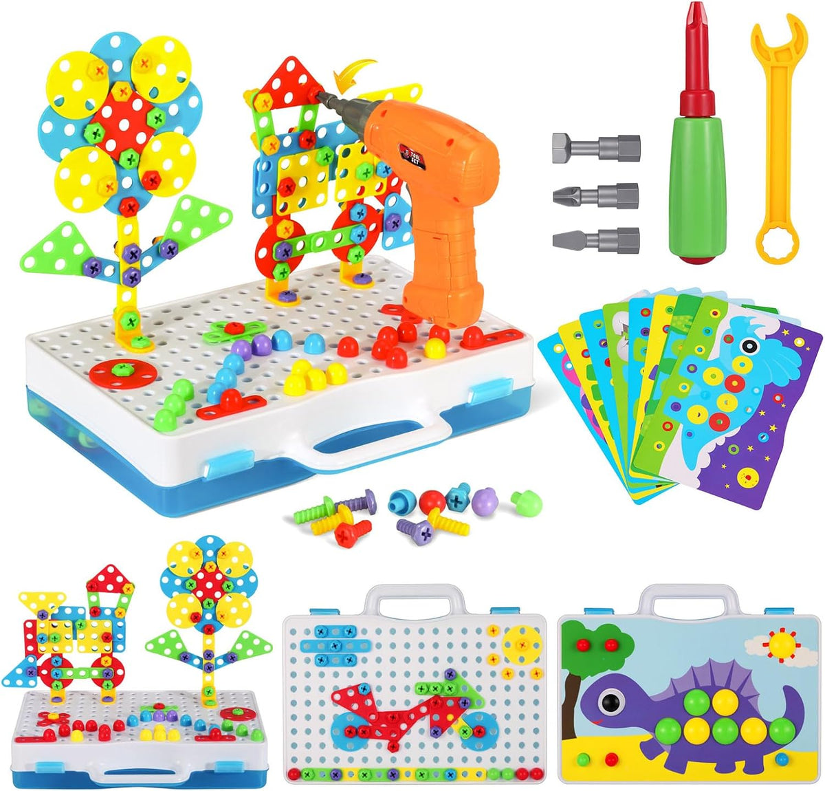 Juguetes de construcción STEM 224PCS Juego de destornilladores y taladro para