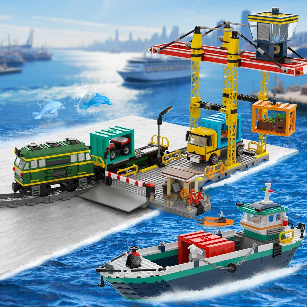 HOGOKIDS City Wharf - Juego de construcción con grúa