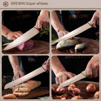 Brewin - Juego de cuchillos de cocina de 8 piezas con bloque universal y