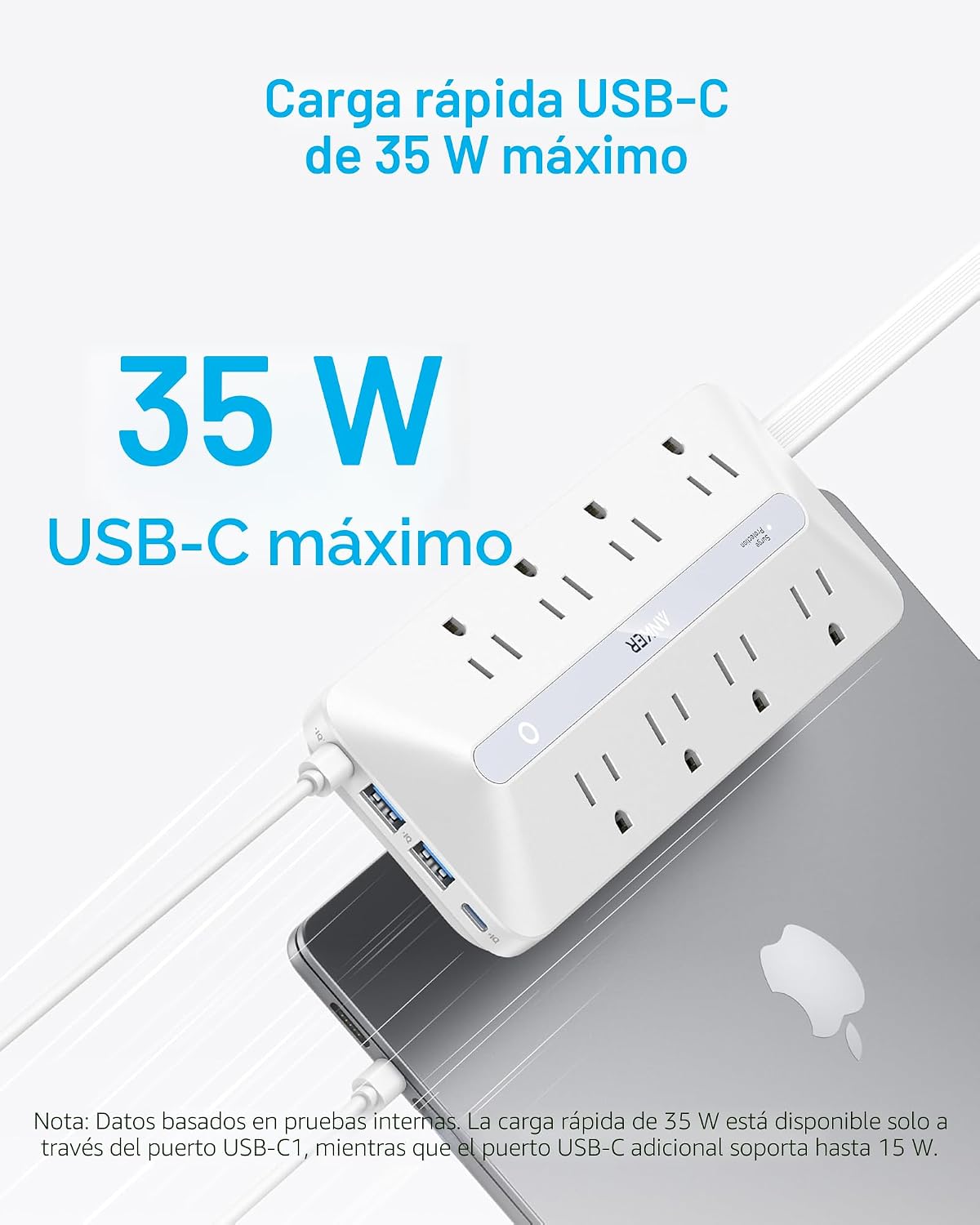 Anker Power Strip, 900J Protector de sobretensión, 35W máx