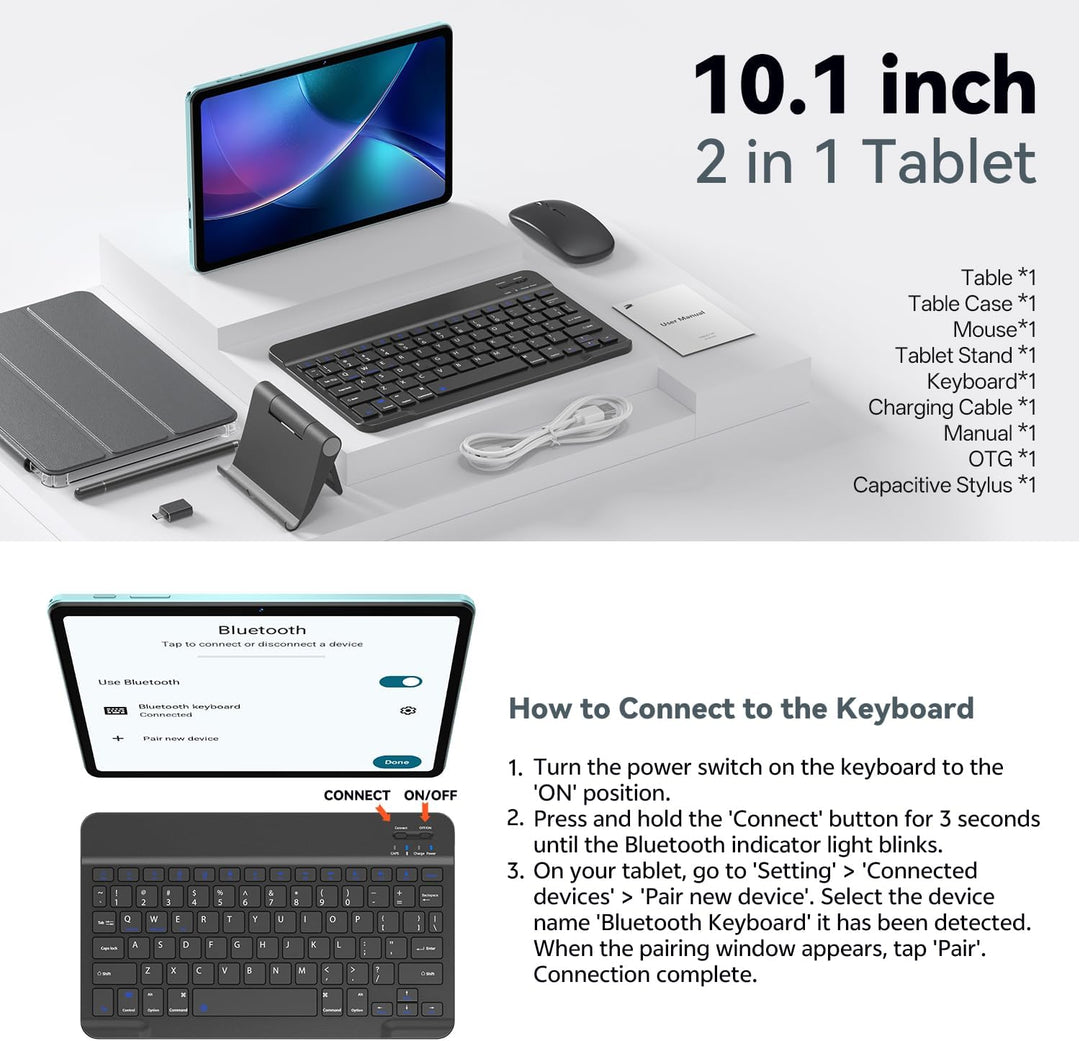 FIRYMID Tablet Android con teclado, 24 GB+64 GB, expansión de 1 TB,...