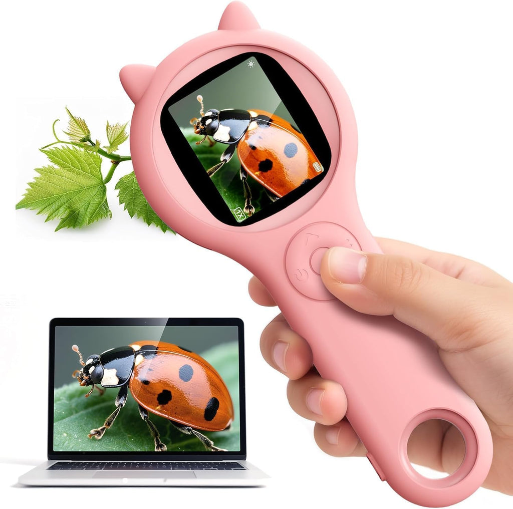 Microscopio para niños, lupa digital 500X, juguete para explorar STEM, color rosa