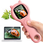 Microscopio para niños, lupa digital 500X, juguete para explorar STEM, color rosa