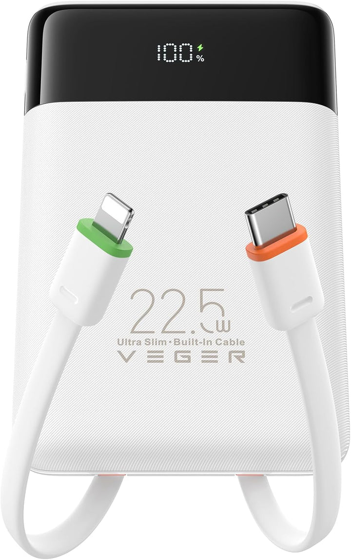 VEGER Cargador portátil, ultra delgado de 22.5 W de carga rápida co...