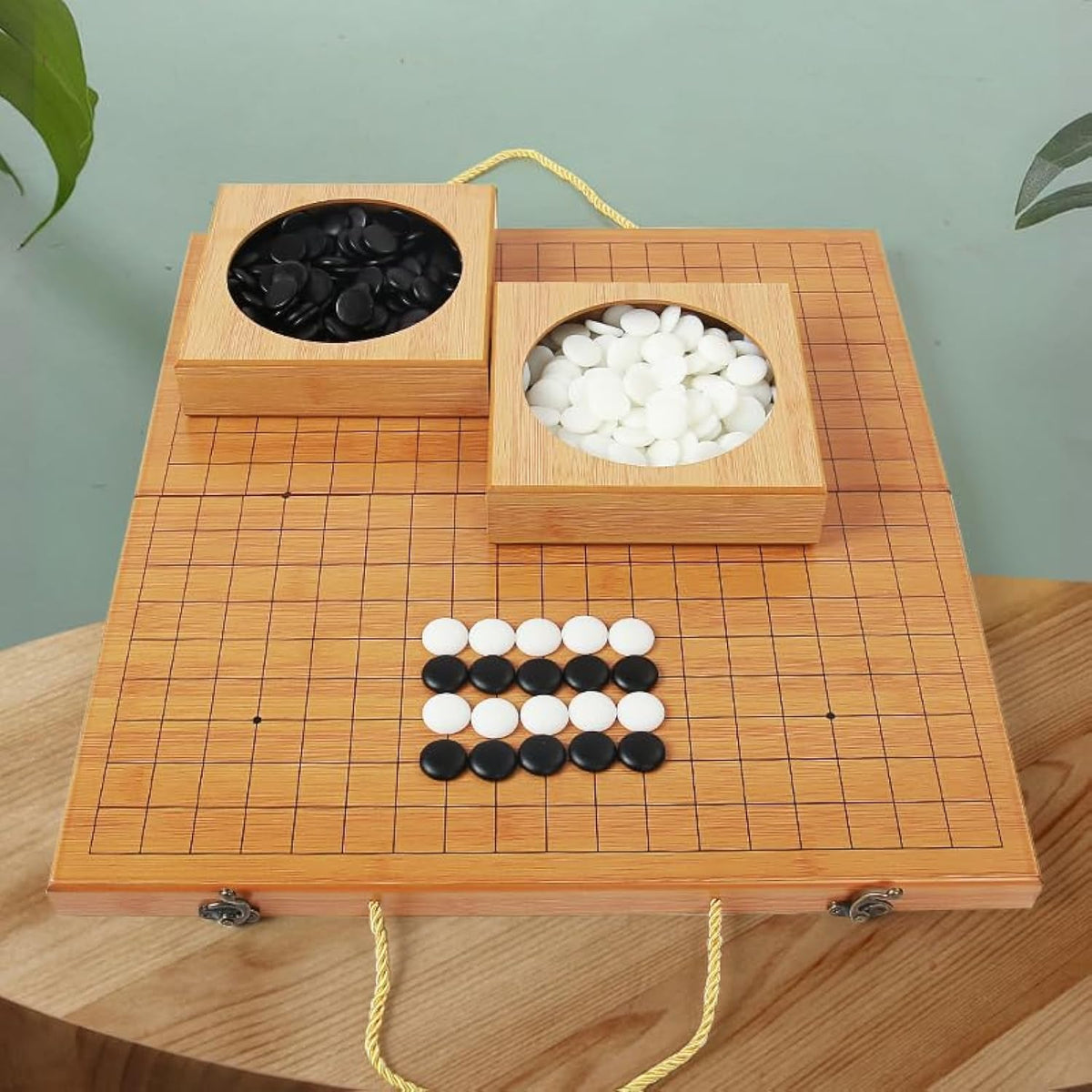 Cuencos plegables Go de 19 x 19 y piezas de imitación Jade Go - Juego de mesa de estrategia clásico (Weiqi)