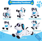 yiman Robot de juguete para perros con control remoto, robot inteligente programable para niños de 3 años en adelante, baile y sonido interactivos, juguetes de acrobacias RC con ojos LED, juguete electrónico para mascotas para niños y niñas (rosa)