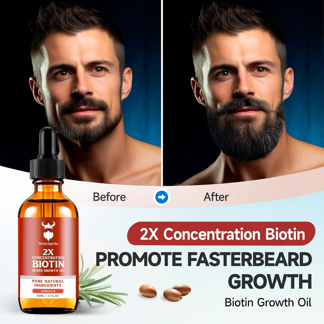 Aceite para el crecimiento de la barba, biotina de concentración 2X...