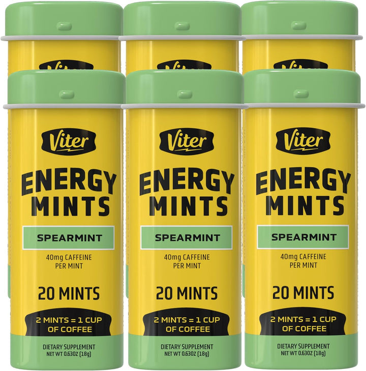 Viter Energy 40mg Mentas de cafeína - Sin azúcar, vitaminas B, vega...
