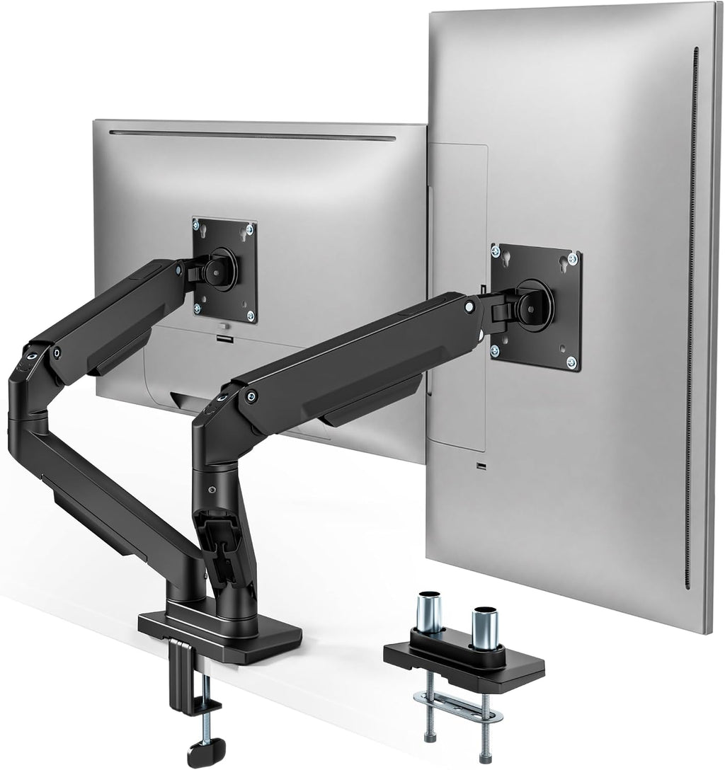 monTEK Brazos de monitor de montaje de monitor dual para pantalla de 17-32"