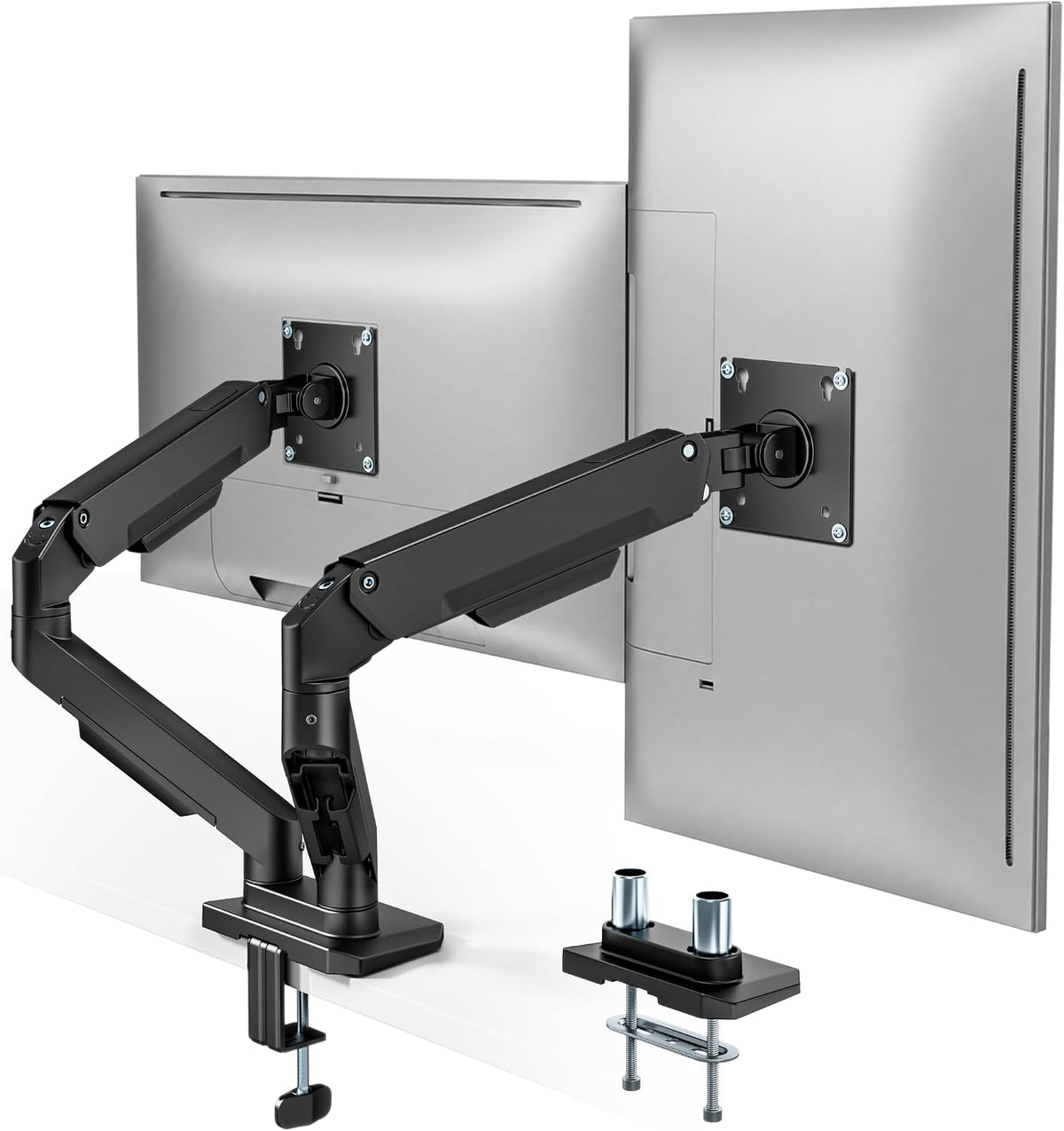 monTEK Brazos de monitor de montaje de monitor dual para pantalla de 17-32"