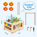 Cubo de actividades de madera 7 en 1, juguete Montessori, juguete educativo multipropósito de aprendizaje para bebé niño pequeño niño de 1+ año, regalo de primer cumpleaños para niño, laberinto de