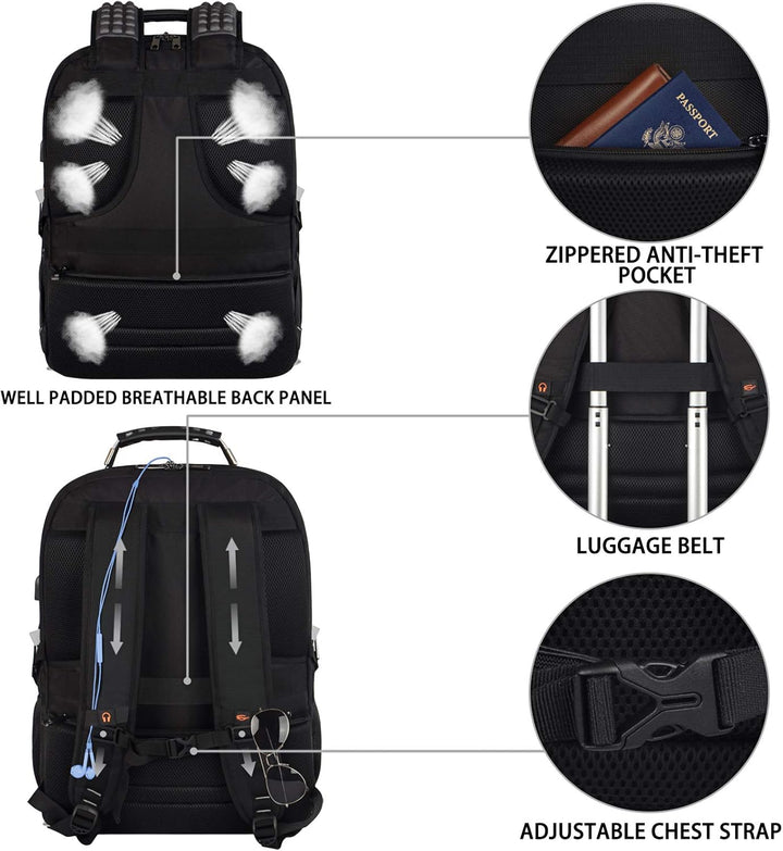 JCDOBEST Mochilas gaming para portátiles de 18.4 pulgadas con puert...