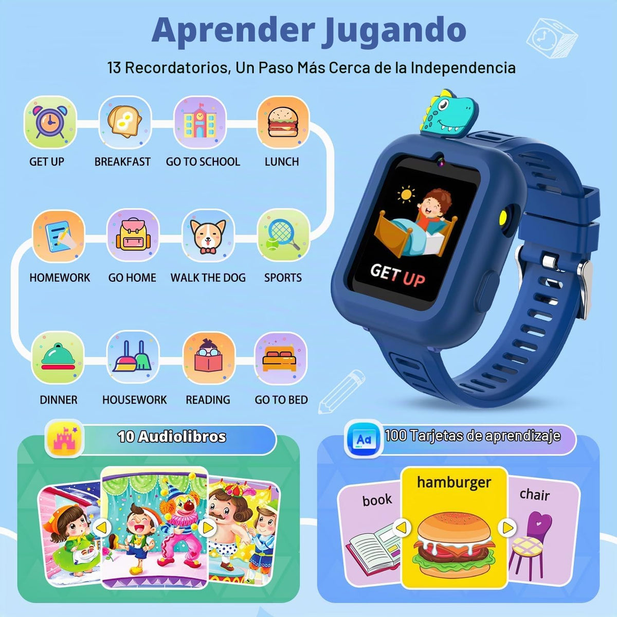 Reloj inteligente para niños de 3 a 12 años de edad con 39 juegos