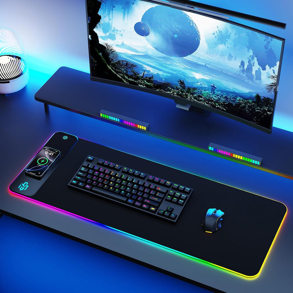 TARKARI Mouse Pad Gaming Carga inalámbrica, 800x300x4mm, Negro