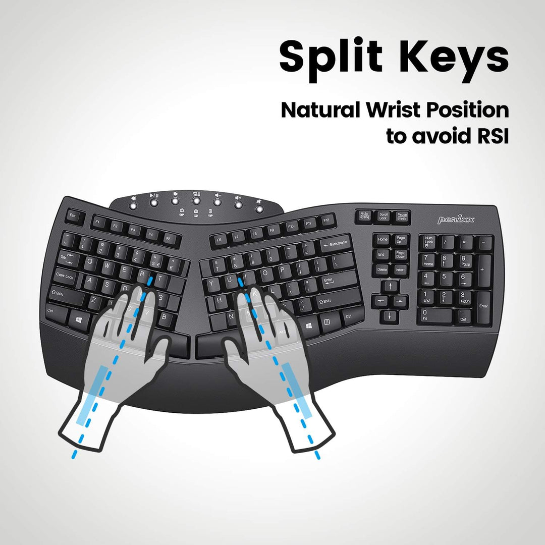 Perixx Periboard-612B - Teclado Inalámbrico Ergonómico Split con Mo...