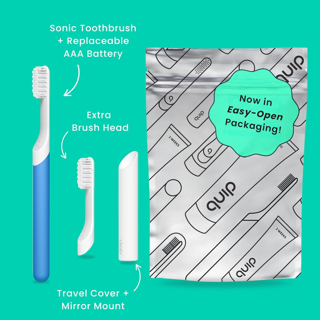 Quip Cepillo de dientes sónico para adultos con temporizador, inclu...