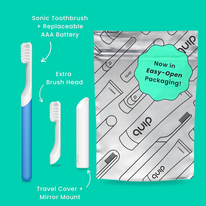 Quip Cepillo de dientes sónico para adultos con temporizador, inclu...