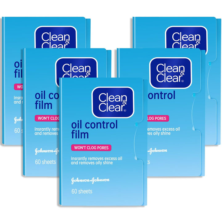 Clean &amp; Clear Película de control de aceite, 5 paquetes de 60 h...