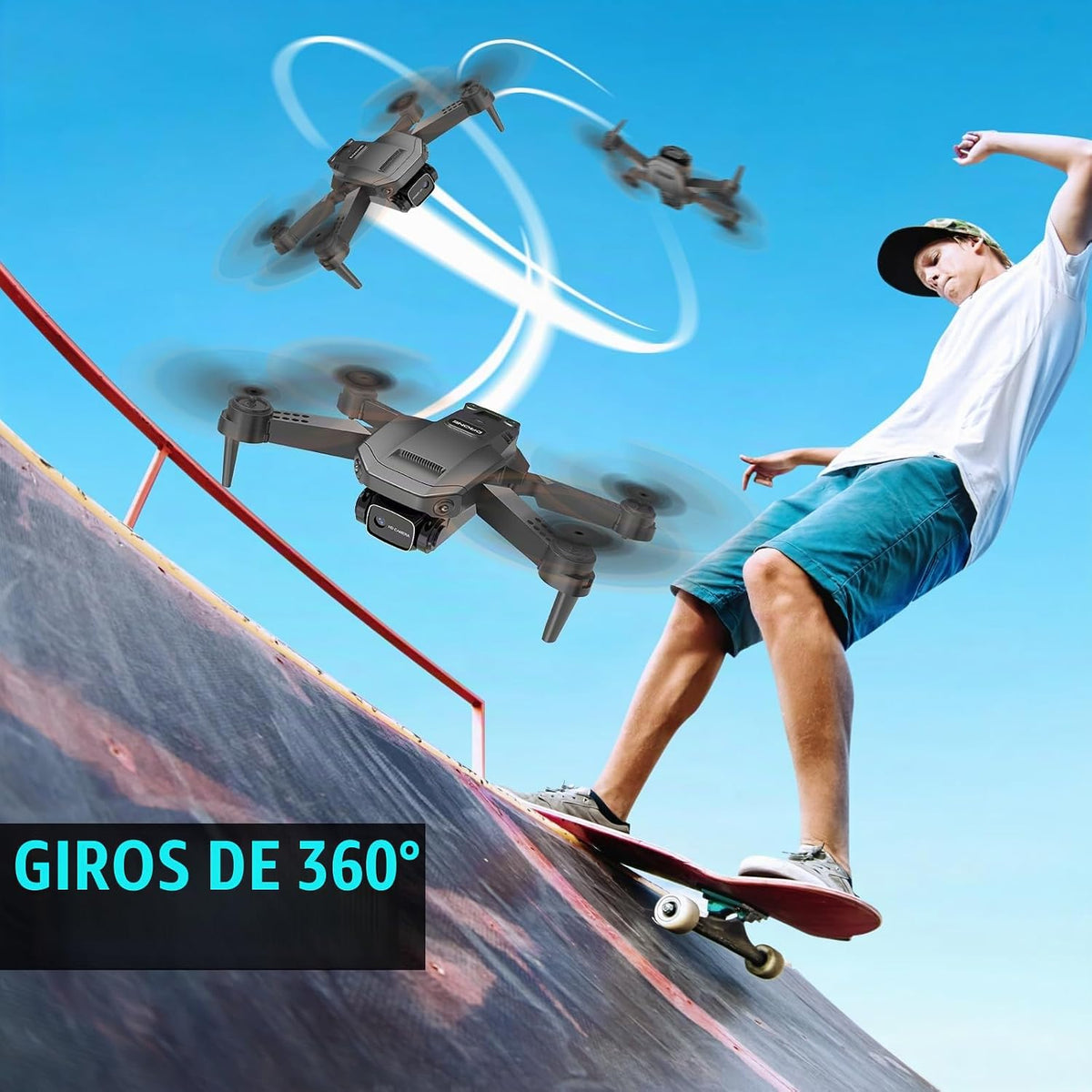 Dron con cámara para adultos, niños principiantes, 1080P HD FPV Mini Drone RC plegable con 2 baterías, retención de altitud, despegue/aterrizaje con una tecla, cámara ajustable de 90°, control de