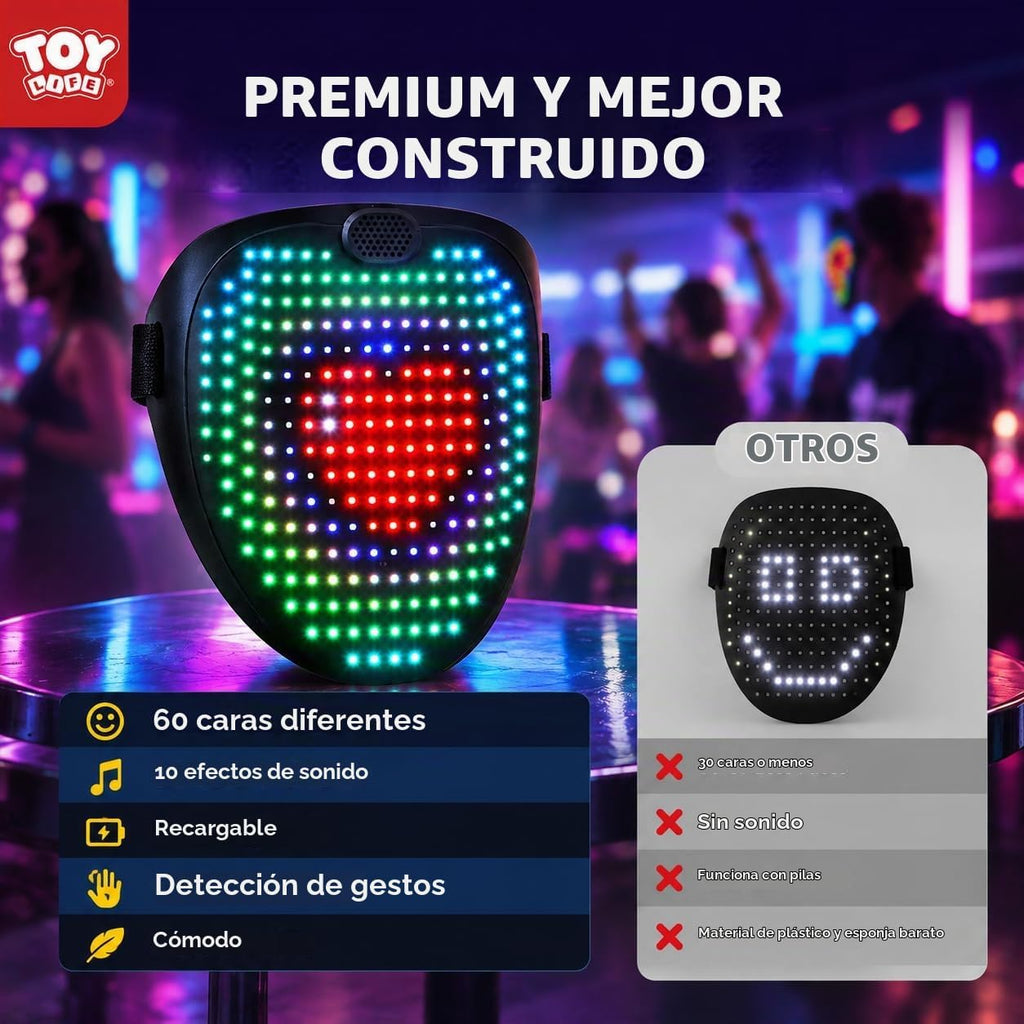TOY Life - Máscara LED con 60 opciones de visualización para niños y