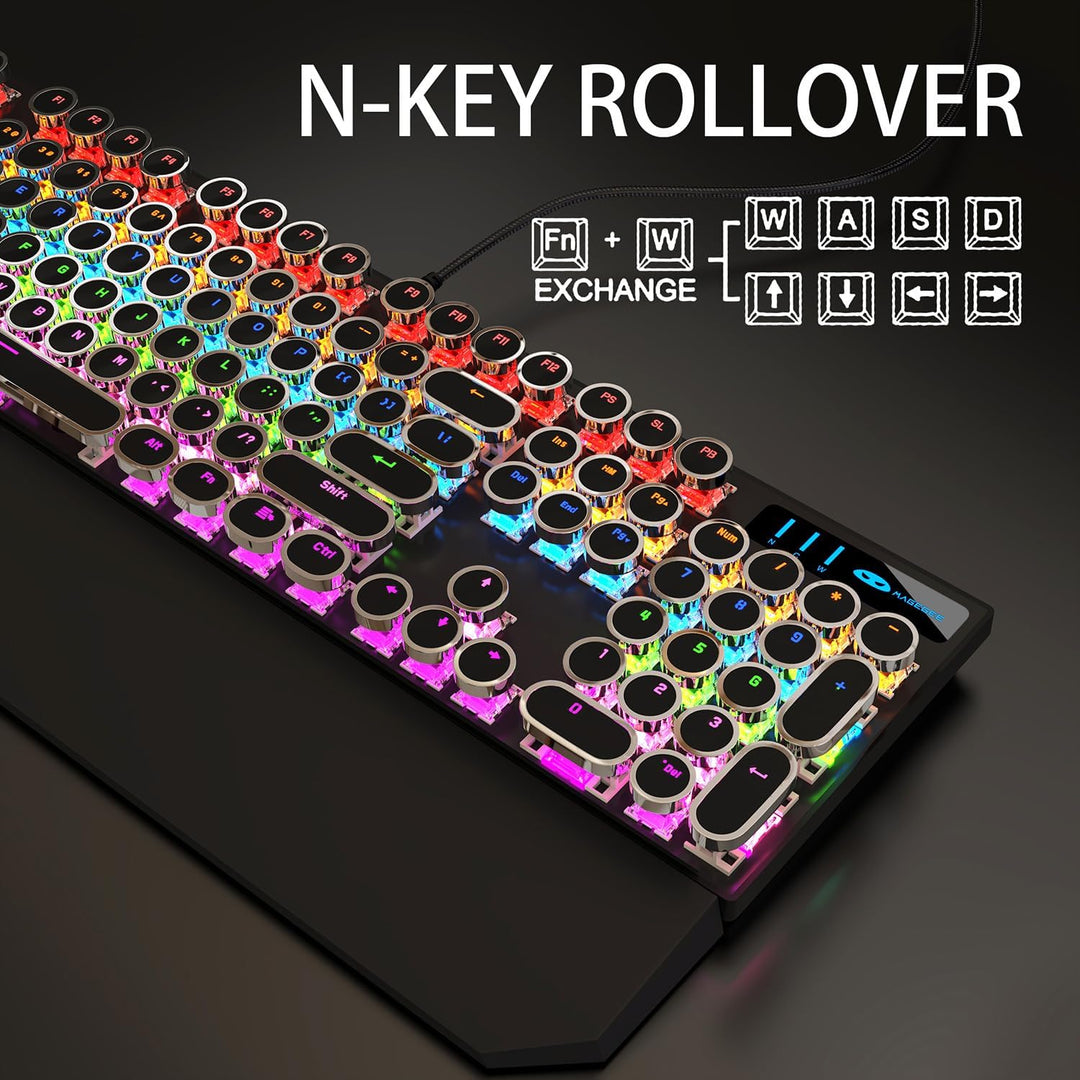 Camiysn Teclado Mecánico para Juegos Estilo Máquina de Escribir, Te...