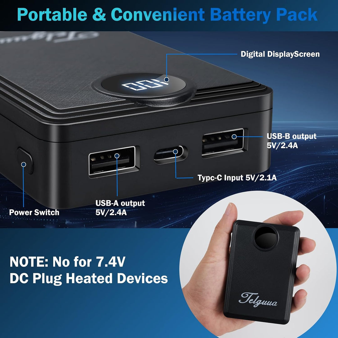 Telguua Paquete de batería de chaleco térmico de 12000 mAh, batería...