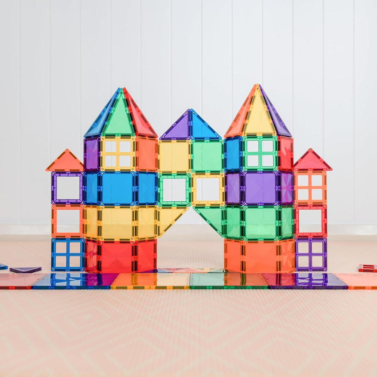 CONNETIX Paquete de iniciación de azulejos magnéticos arcoíris, 60 piezas