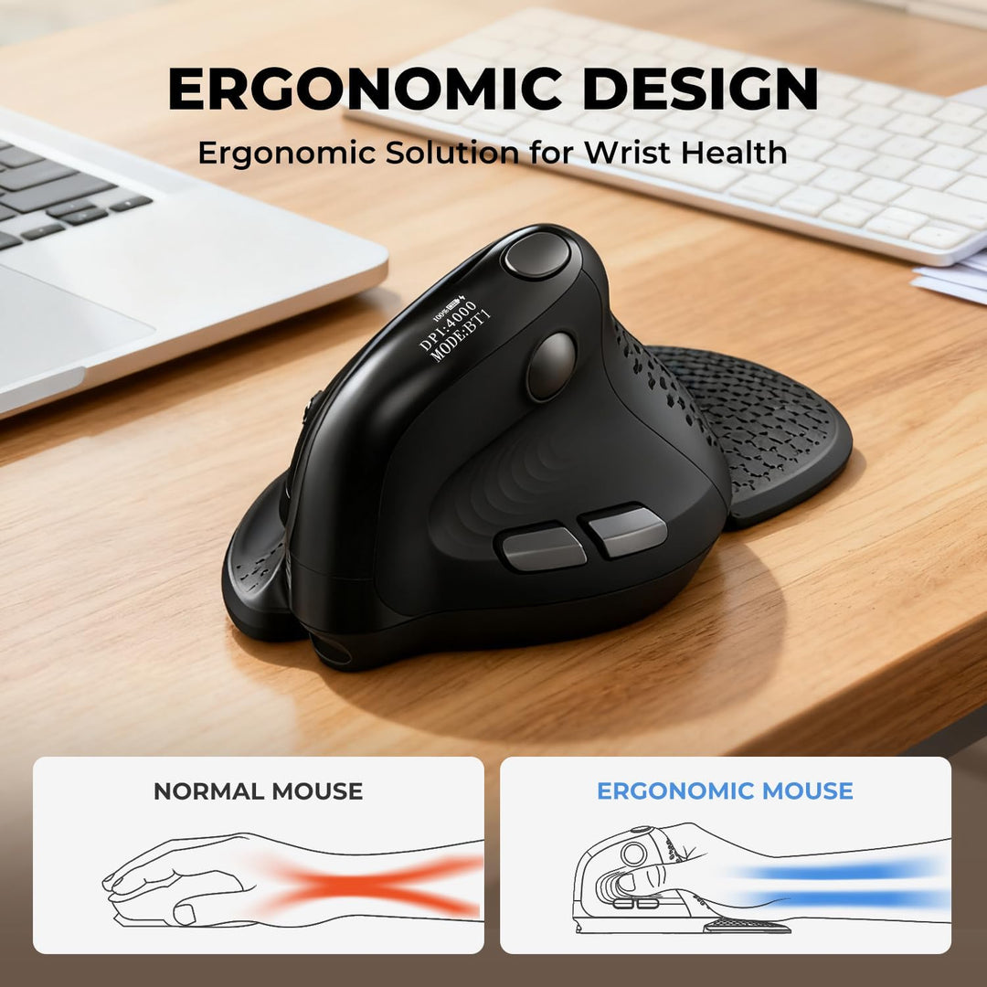 DELUX Seeker Mouse ergonómico inalámbrico, mouse vertical con panta...