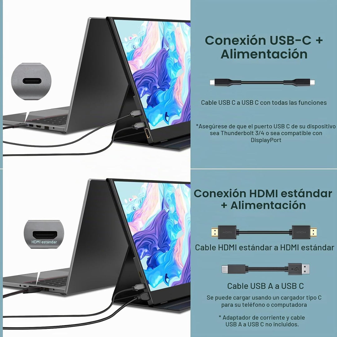 InnoView Monitor portátil, 15.6 pulgadas FHD 1080P HDMI USB C segun...